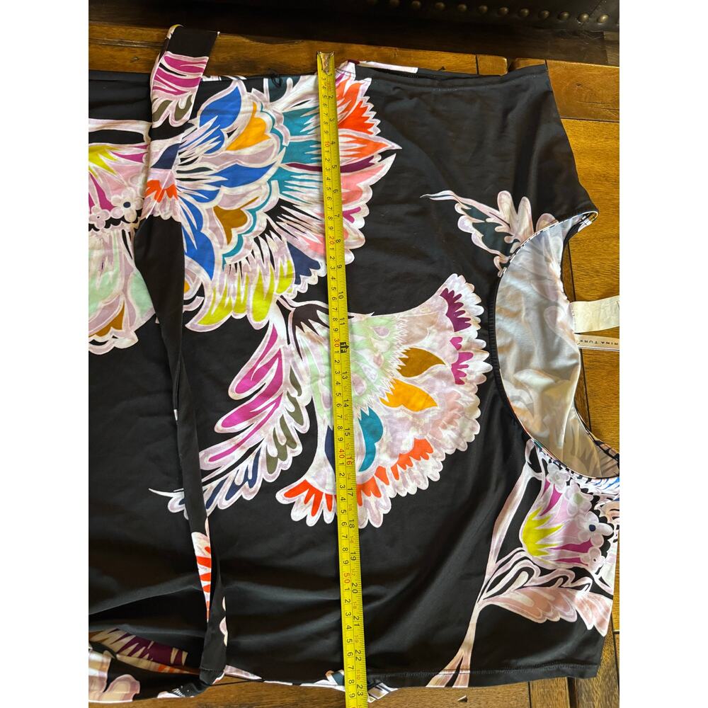 Trina Turk Black Multicolor Floral Belted Tunic Dress Long Top XXS - Picture 6 of 9